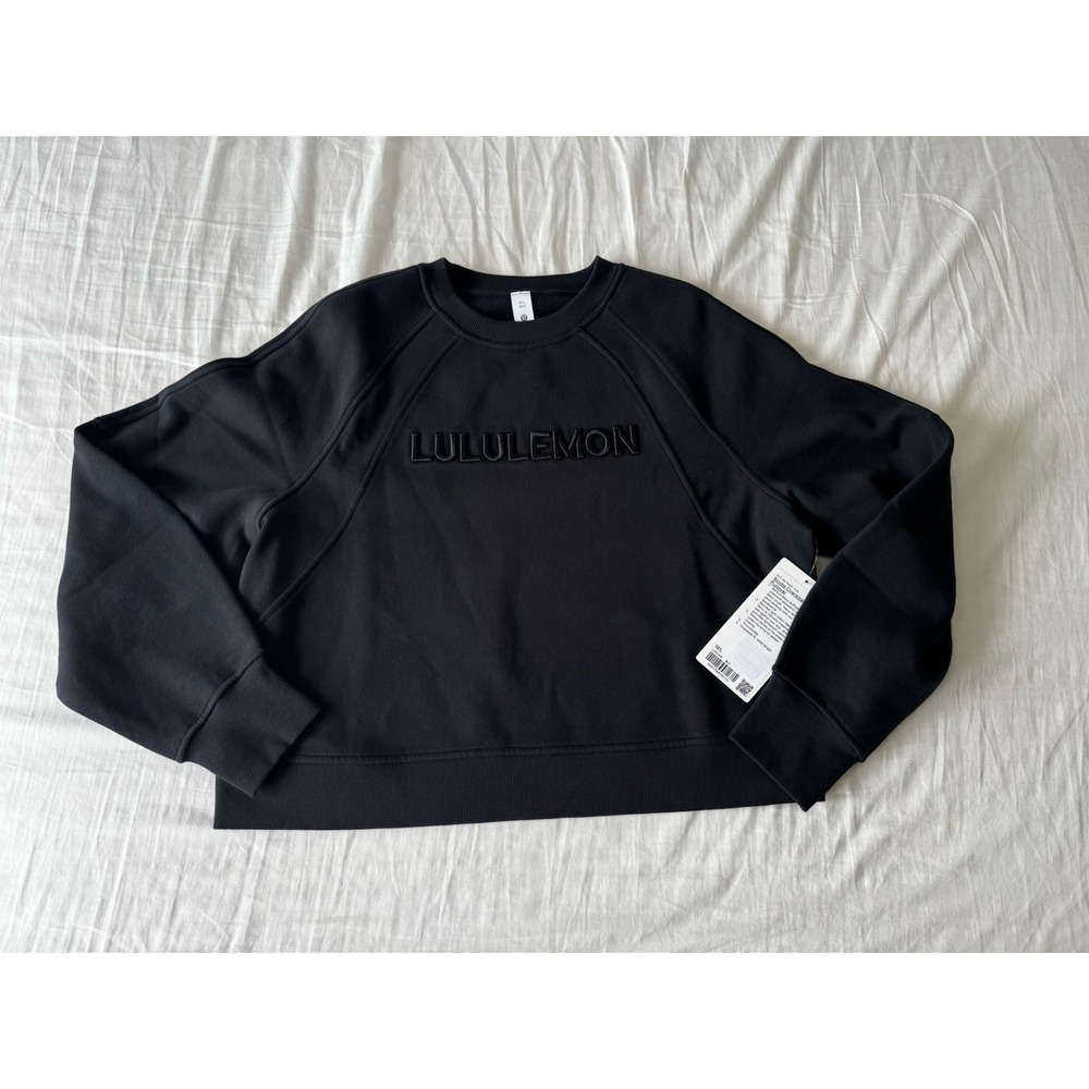 New Lululemon Scuba Oversized Pullover Wordmark Black Sweatshirt Logo M/L Soft